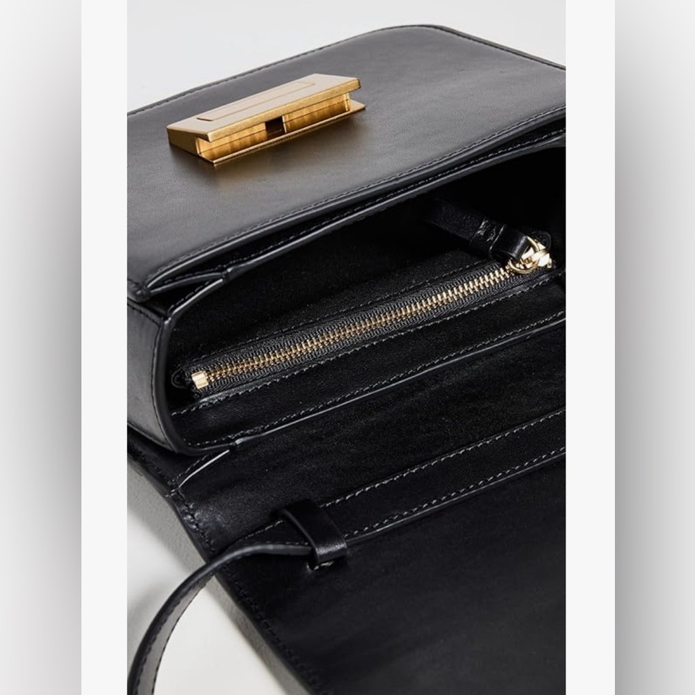 Loeffler Randall Black Leather Crossbody with Gold Tone Hardware - Picture 2 of 11
